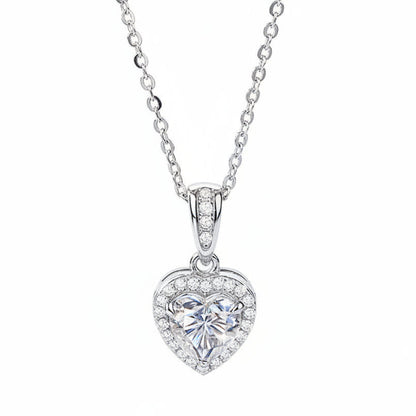 French Heart Necklace 1 Carat Moissanite Pendant set in 925 Silver (GRA) - Capella Reya