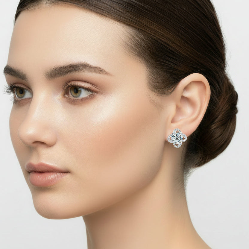Meteor Shower Inspired 1 Carat Moissanite Diamond Earrings set in Platinum 925 Silver (GRA)