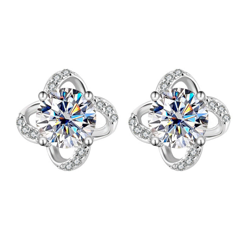 Meteor Shower Inspired 1 Carat Moissanite Diamond Earrings set in Platinum 925 Silver (GRA)