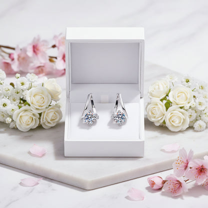 European Silhouette 2 Carat Moissanite Earrings set in 18K White Gold Plated 925 Silver (GRA) Capella Reya pic 3