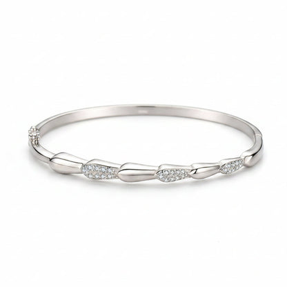 Italian Modern Bangle Pavé Natural Zircon Gemstone Bracelet in 18K White Gold Plated 925 Silver Capella Jewellery