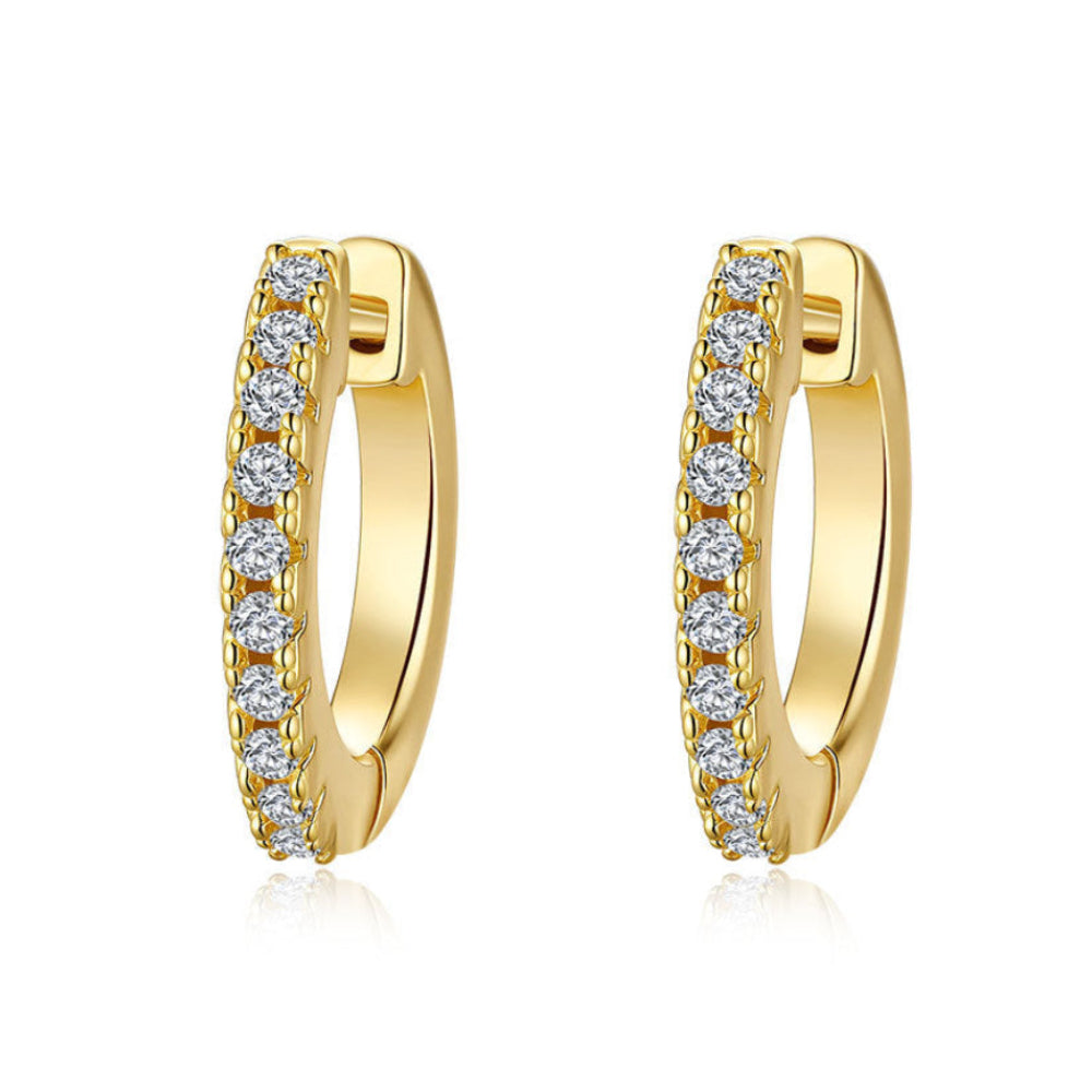 French Pavé Design Inlaid Moissanite Diamond Earrings set in 18K Gold Plated 925 Silver