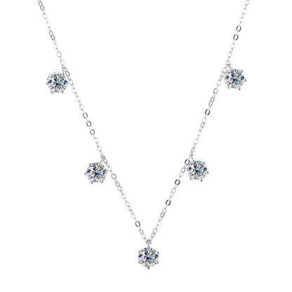 French Five Drops 5 Carat (total) Moissanite Necklace set in 18K Gold Plated 925 Silver (GRA) Capella Jewellery
