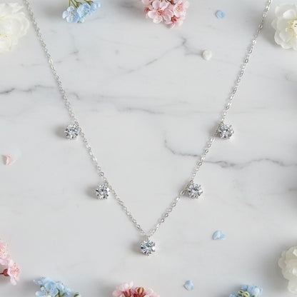 French Five Drops 5 Carat (total) Moissanite Necklace set in 18K Gold Plated 925 Silver (GRA) Capella Jewellery