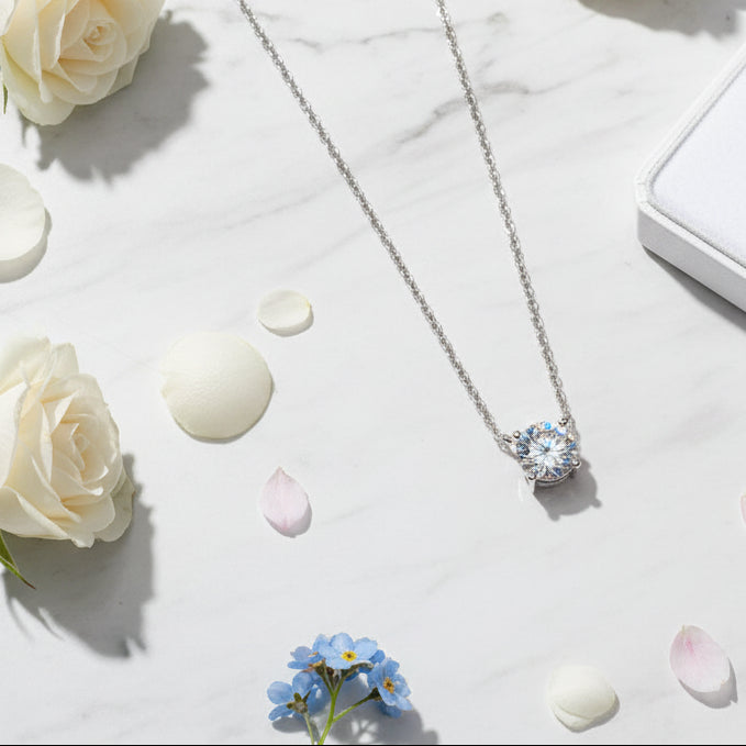 European Design Solitaire 5 Carat Moissanite Diamond Pendant set in 925 Sterling Silver (GRA)