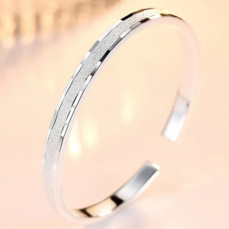 Italian Modern Minimalist Quadrilateral Bangle Bracelet set in 18K White Gold Plated 999 Pure Silver Capella Jewellery