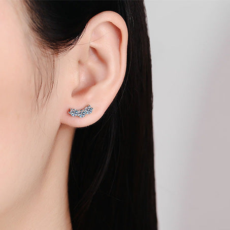 Elegant Three Stars 1.2 Carat Moissanite Diamond Earrings set in Platinum Plated 925 Silver (GRA)