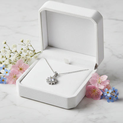 Summer Sunflower 2 Carat Moissanite Pendant set in 18K White Gold Plated 925 Silver (GRA) Capella Jewellery