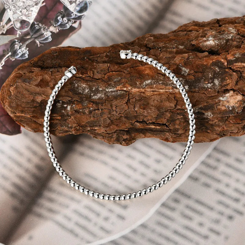 Italian Twist Bangle 1 Carat Moissanite Bracelet Set in Platinum Gold Plated 925 Silver (GRA) Capella Jewellery