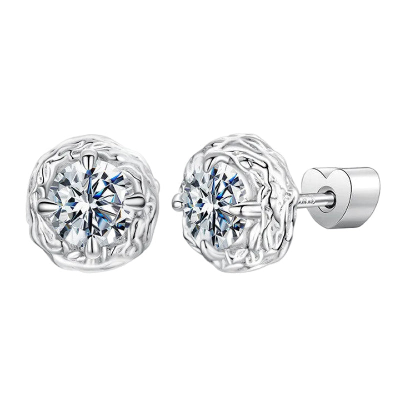 American Rock Candy Design 1 Carat Moissanite Diamonds Earrings set in 925 Silver (GRA)
