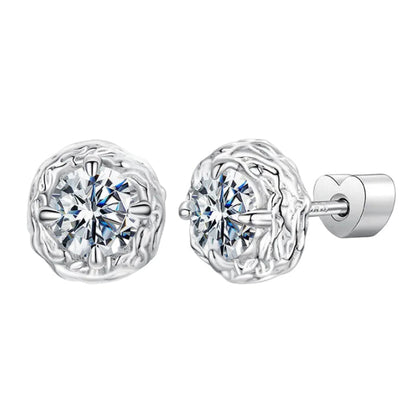 European Rose Flower 1 Carat Moissanite Earrings set in 18K White Gold 925 Silver (GRA) Capella Jewellery main