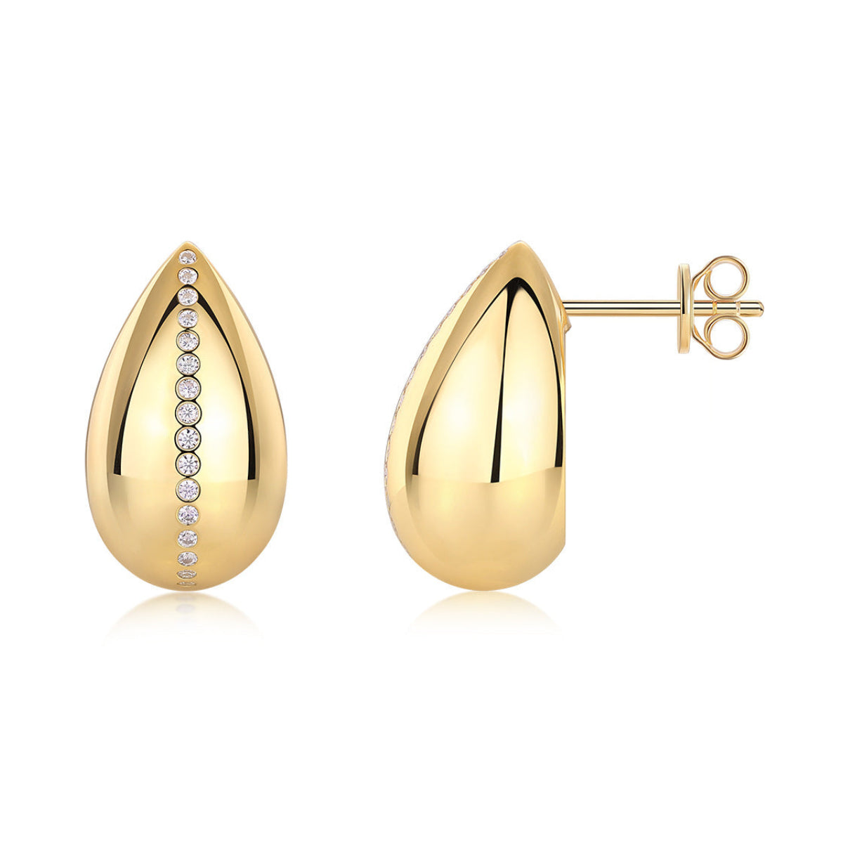 Golden Drop earrings Micro Inlaid Moissanite Diamond set in 18K Gold Plated 925 Silver (GRA)