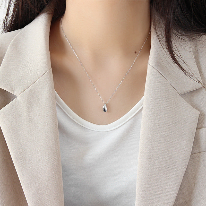 Simple Pear Drop French Design Pendant set in 18K Gold Plated 925 Sterling Silver Necklace
