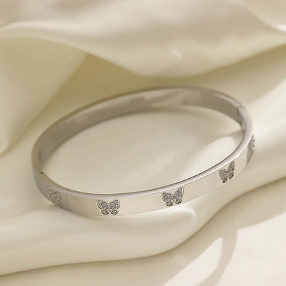 Versatile Italian Butterfly Motif Micro Inlaid Natural Zircon Bracelet set in 18K Gold Plating Capella Jewellery