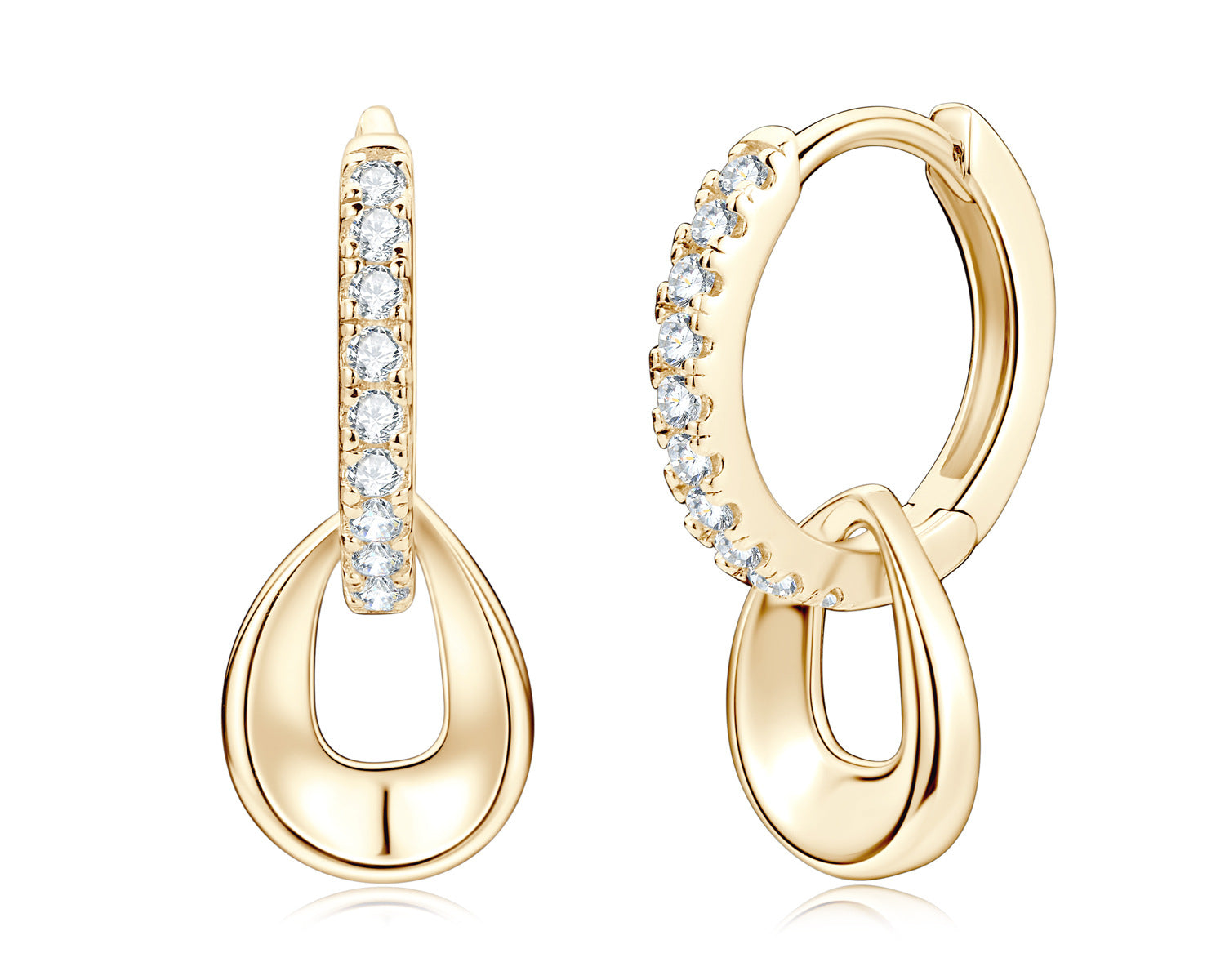 Italian Waterdrop Design Micro Inlaid Moissanite Diamond Earrings set in 18K Gold Plated 925 Silver