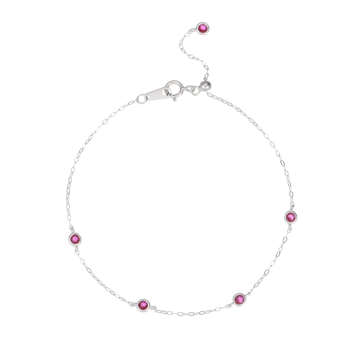 Vintage Italian Delicate Five Ruby Bracelet set in 18K Gold Plated Premium 925 Sterling Silver Capella Jewellery