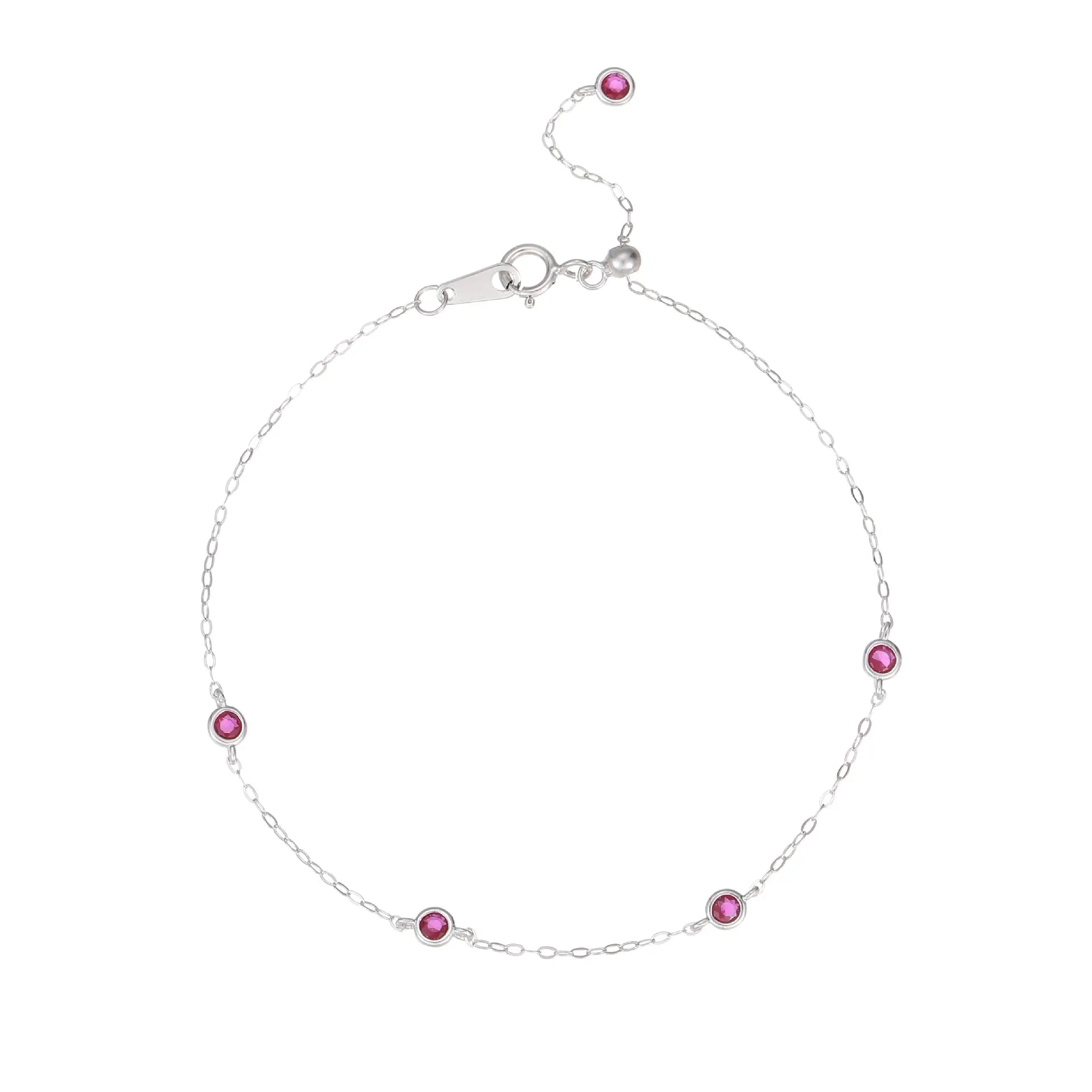 Vintage Italian Delicate Five Ruby Bracelet set in 18K Gold Plated Premium 925 Sterling Silver Capella Jewellery