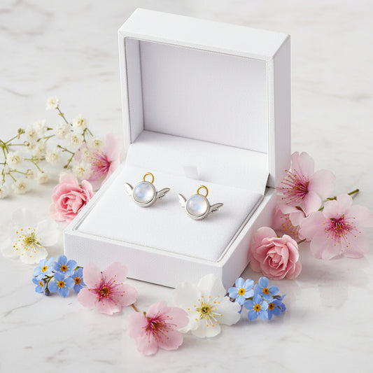 Modern Korean Inspired Guardian Angel Design Earrings set in 925 Pure Sterling Silver