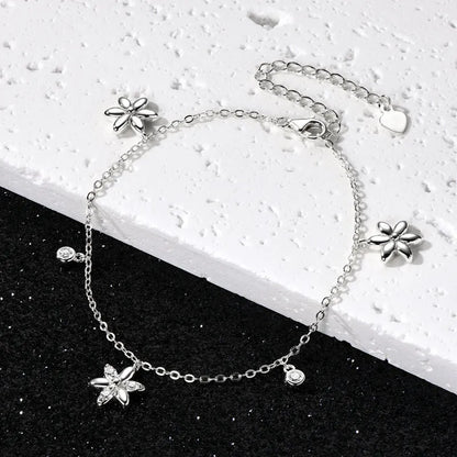 Little Summer Flowers Moissanite Bracelet set in Platinum Plated 925 Silver (GRA) Capella Jewellery