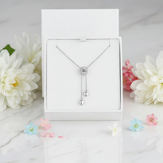 American Hearts Inspired 0.5 Carat Moissanite Diamond Pendant set in Platinum Plated 925 Silver (GRA)
