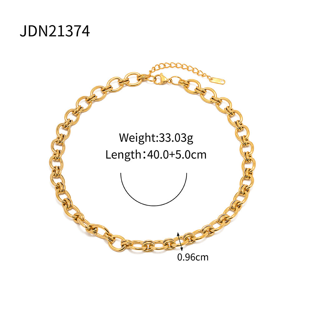 18K Gold Plated Geometric Chain Necklace and Bracelet set
