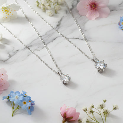 Shinning Star Six-Claw 1 Carat Moissanite Pendant in Platinum Plated 925 Silver (GRA) Capella Jewellery