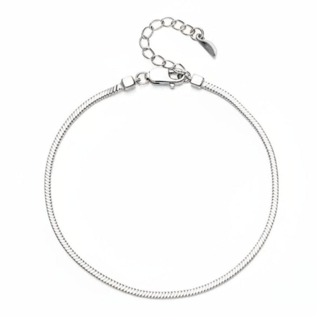 Vintage French Square Snake Bones Chain Bracelet set in Platinum Plated 925 Sterling Silver Capella Jewellery