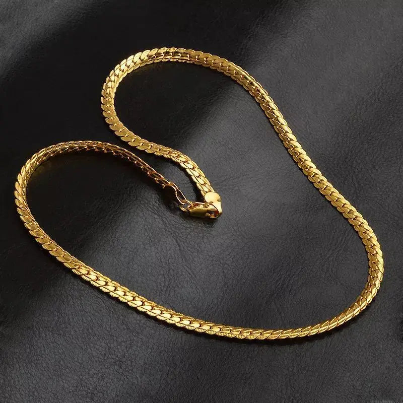Classic Italian Inspired 5mm Side Chain Design Matching Necklace and Bracelet set in 18K Gold Plating Capella Jewellery