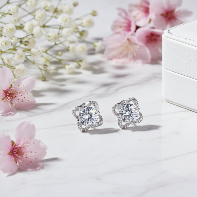 Meteor Shower Inspired 1 Carat Moissanite Diamond Earrings set in Platinum 925 Silver (GRA)
