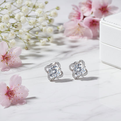 Constellation Meteor Shower Inspired 1 Carat Moissanite Earrings set in Platinum 925 Silver (GRA) Capella Reya front facing