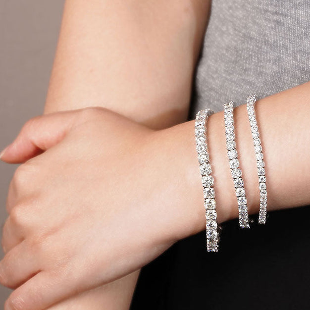 Tennis Bracelet Full 0.5 Carat Moissanite Diamonds set 18K White Gold Plated 925 Silver (GRA)
