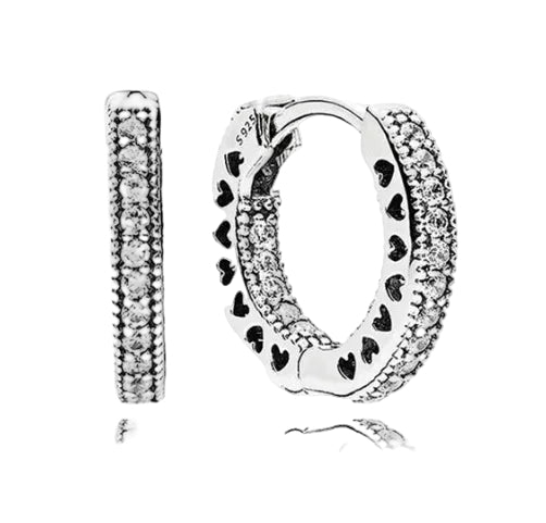 French Heart Pave Micro Natural Zircon Gemstone Earrings in 18K White Gold Plated 925 Silver Capella Jewellery