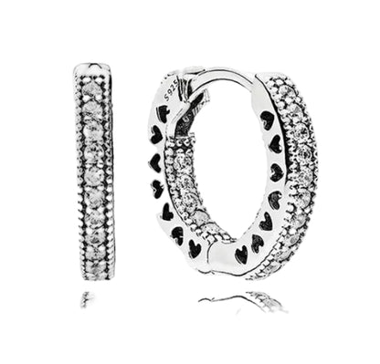 French Heart Pave Micro Natural Zircon Gemstone Earrings in 18K White Gold Plated 925 Silver Capella Jewellery