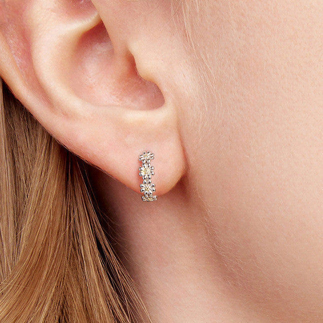 Little Daisy Sunshine Charm Earrings set in Platinum Plated 925 Pure Sterling Silver