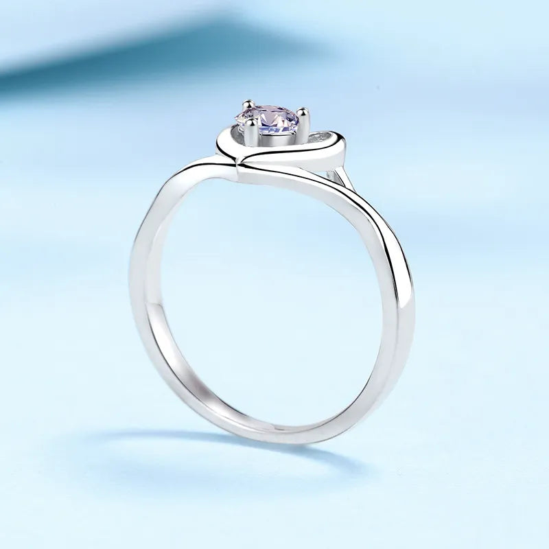European Romantic Heart 0.3 Carat Moissanite Ring set in 18K White Gold Plated 925 Silver (GRA) Capella Jewellery