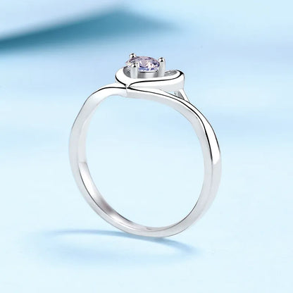 European Romantic Heart 0.3 Carat Moissanite Ring set in 18K White Gold Plated 925 Silver (GRA) Capella Jewellery