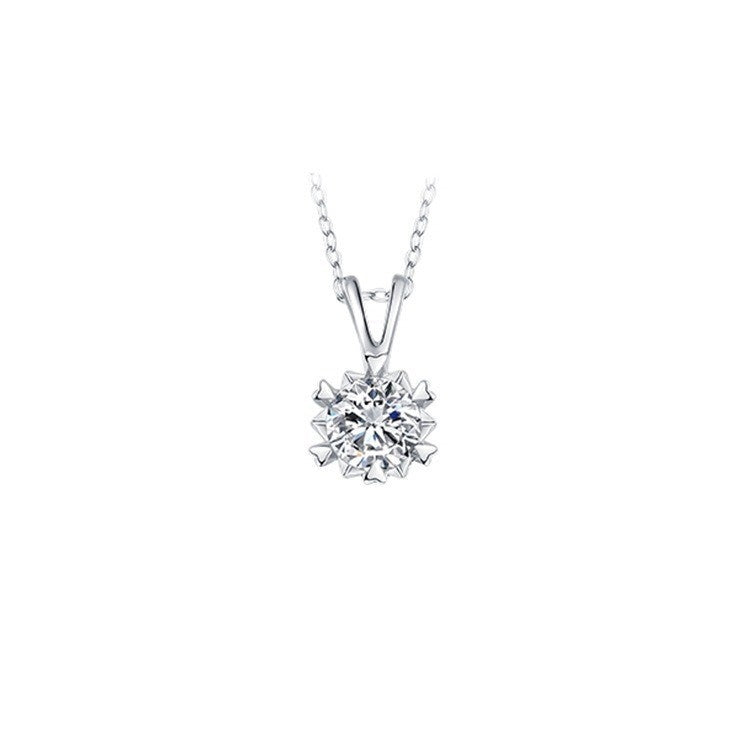 Star Light Sterling Silver Snowflake Moissanite Necklace Set For Women