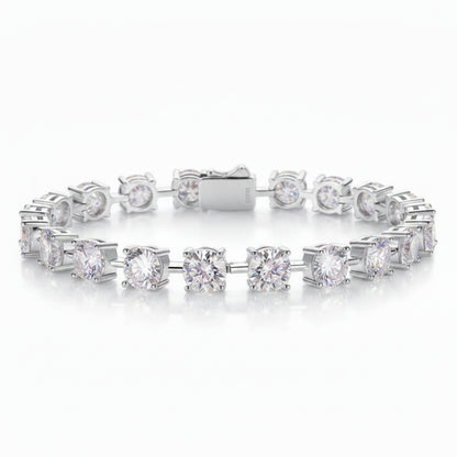 French Time Bracelet Row Of 1 Carat Moissanite set in 18K White Gold Plated 925 Silver (GRA) Capella Jewellery