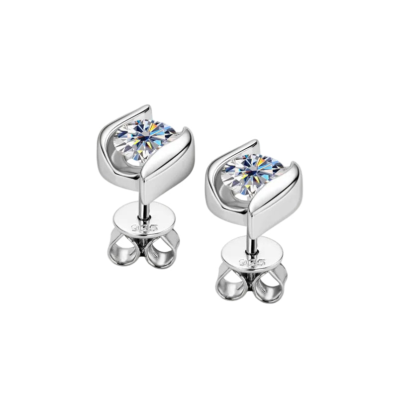 French Inspired Luxury 0.5 Carat Moissanite Earrings set in 18K Gold Plated 925 Silver (GRA) Capella Reya side image