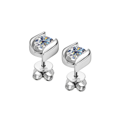French Inspired Luxury 0.5 Carat Moissanite Earrings set in 18K Gold Plated 925 Silver (GRA) Capella Reya side image