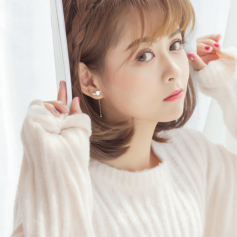 Modern Korean Little Angel Design Earrings set in 925 Pure Sterling Silver