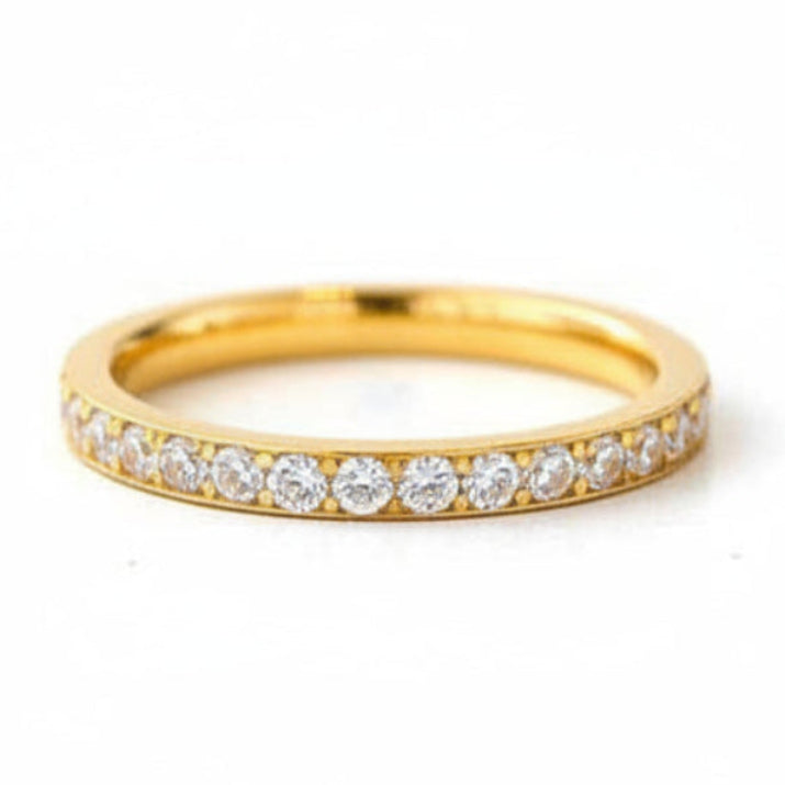 Italian Eternity Ring Full Circle Micro-inlaid Natural Zircon Gemstones set in 18K Gold Plating