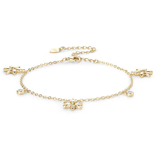 Little Summer Flowers Moissanite Diamond Bracelet set in Platinum Plated 925 Silver (GRA)