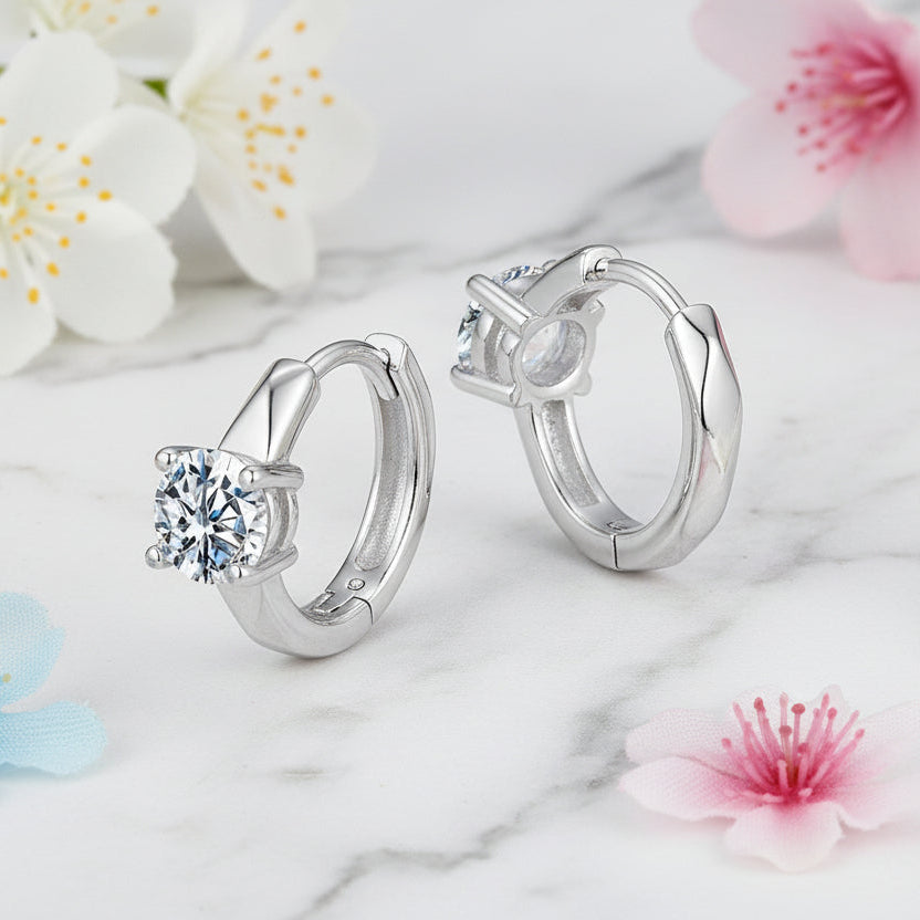 American Luxury 1 Carat Moissanite Diamond Earrings set in 925 Sterling Silver (GRA)