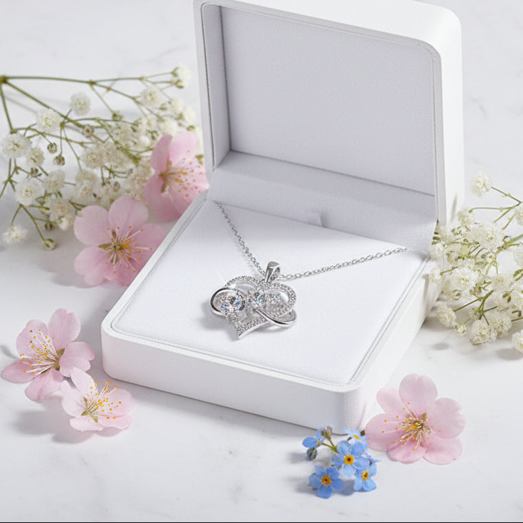 Modern Heart Pendant 1.8 Carat Moissanite Diamond Love Necklace set in 925 Silver (GRA)