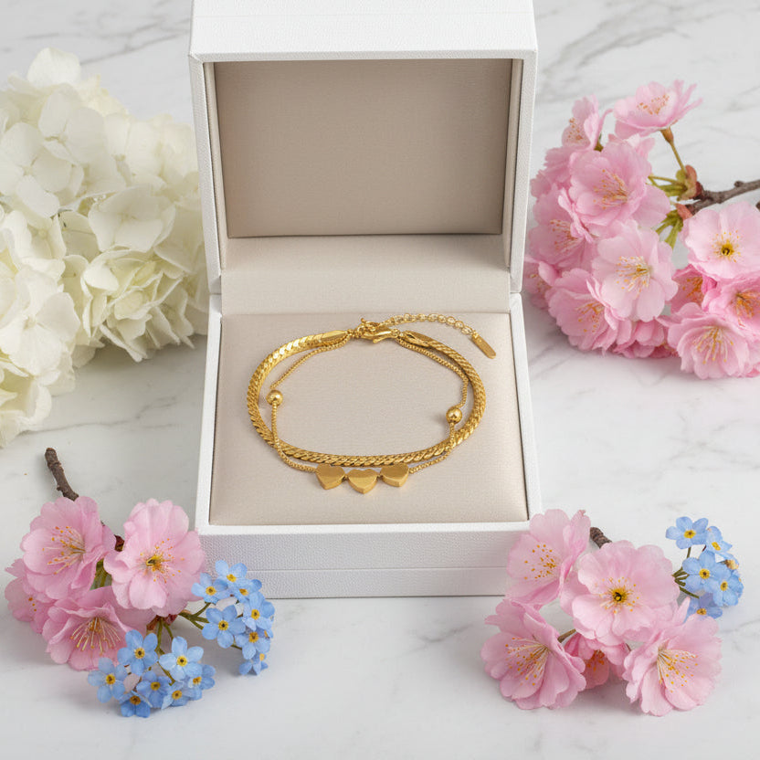 Multi-layer Winding Hand Rope Love Heart Bracelet 18K Gold Plated