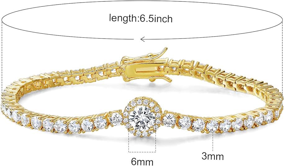 18K Gold Plated Zircon Crystal Full Diamond Tennis Bracelet Japanese Designed