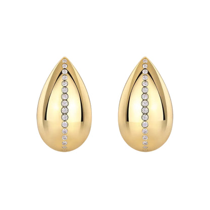 Golden Drop Italian Inspired Micro Inlaid Moissanite Earrings set in 18K Gold Plated 925 Silver (GRA) Capella Reya pic 2