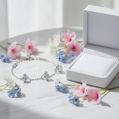 Korean Style Niche Design 1.5 Carat Moissanite Bracelet set in Platinum Gold 925 Silver (GRA) Capella Jewellery