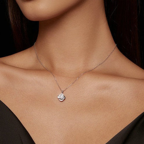 Galaxy 1 Carat Moissanite Diamond Necklace set in 18K White Gold 925 Sterling Silver (GRA)